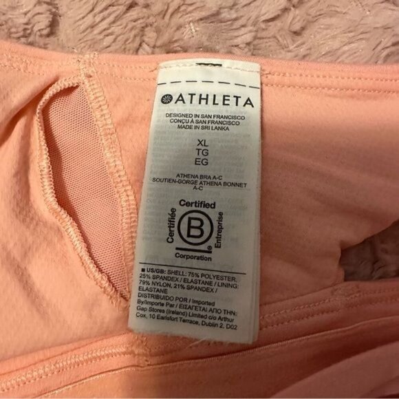 Athleta Athena Bra A-C Sz XL Peachy Pink Orange One Shoulder - Picture 7 of 9